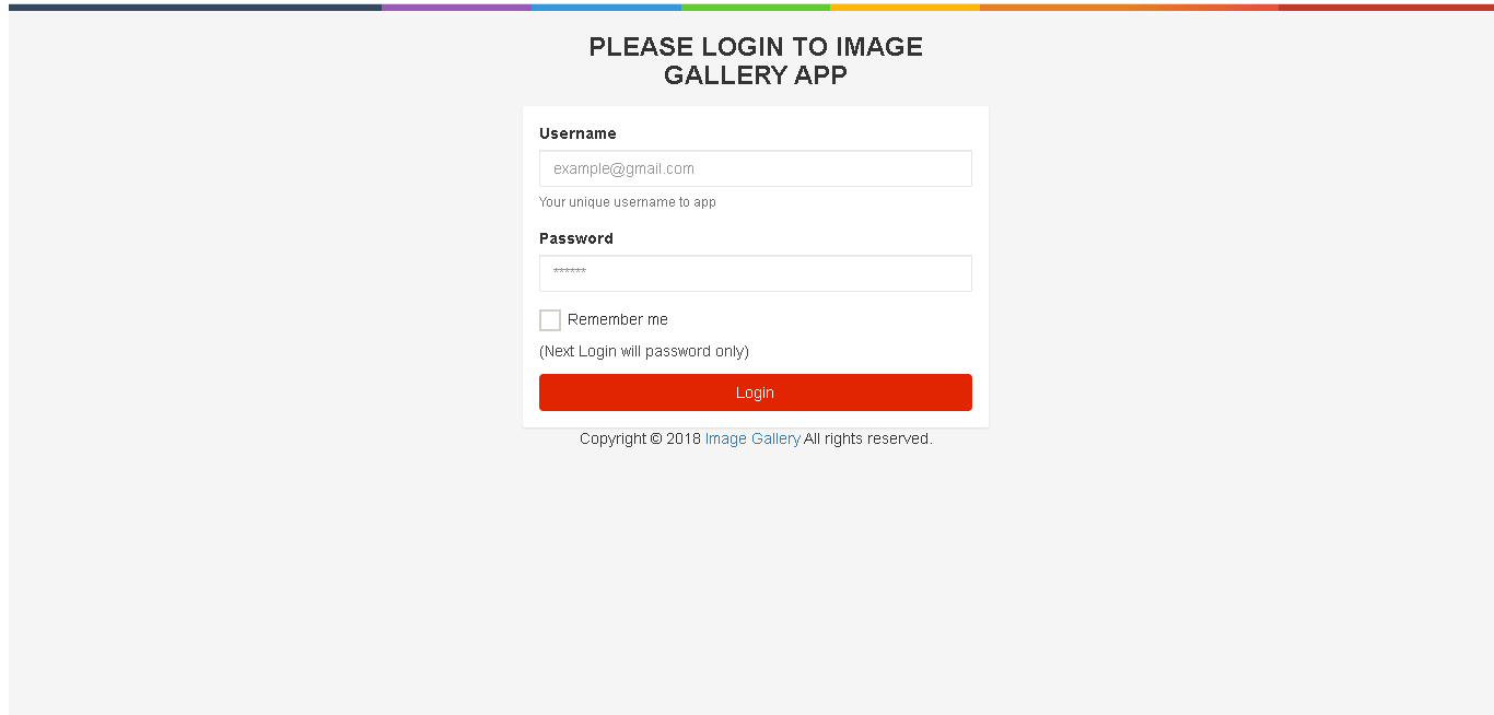 Image Gallery Web Application in PHP and Bootstrap - Login Form