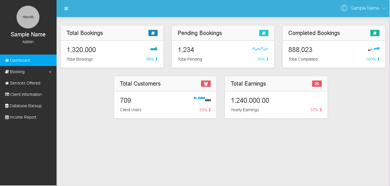 Services Booking and Appointment System Dashboard