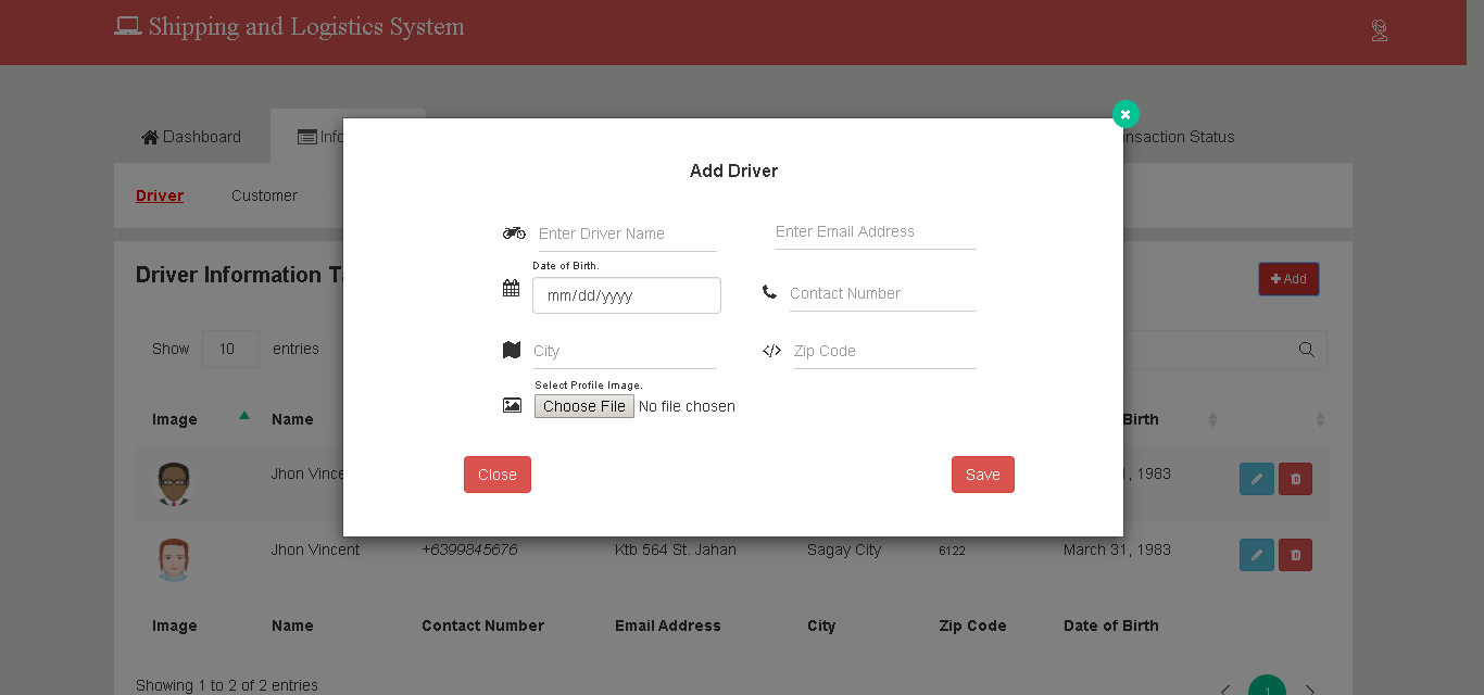 Shipping and Logistics System Driver Info Encoding