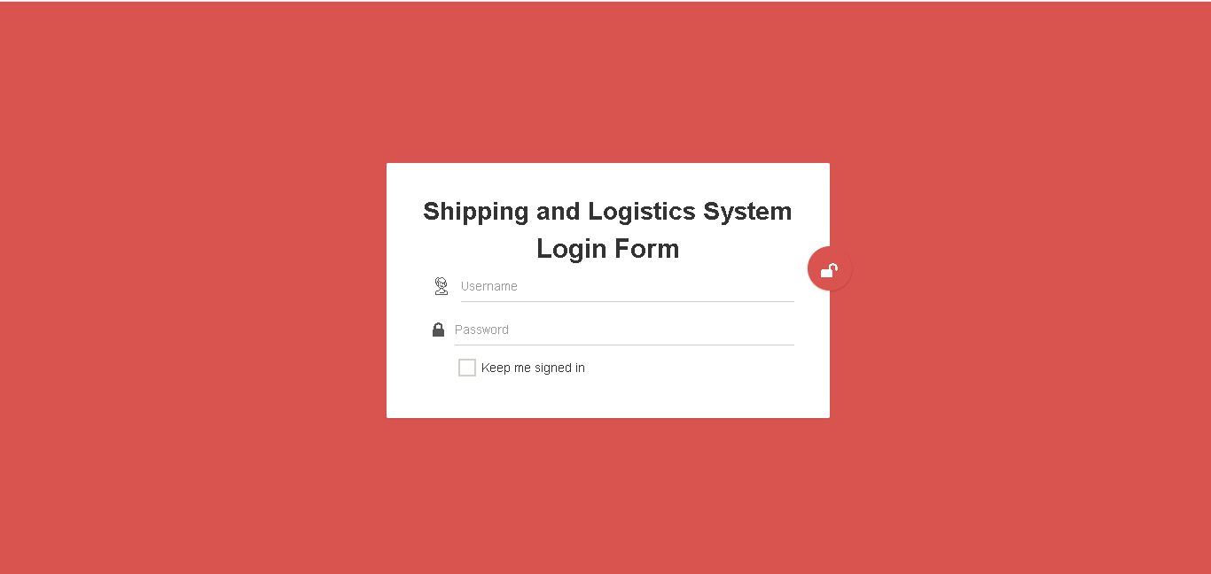 Shipping and Logistics System Login Form