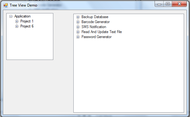 Tree View Demo in VB.Net - Final Output