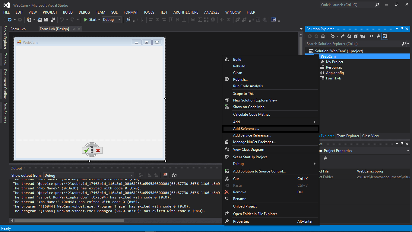 Webcam Capture in VB.NET Source code and Tutorial - Step 5