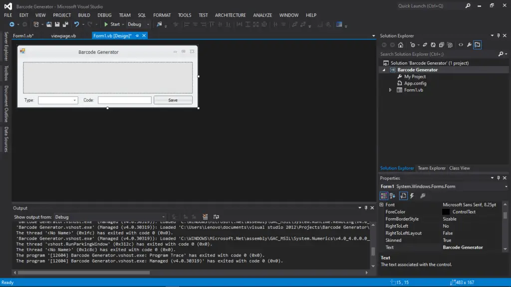 Barcode Generator in Tutorial and Source code
