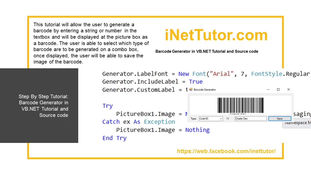 Barcode Generator in VB.NET Tutorial and Source code