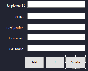 Delete a MySQL table Using C# Tutorial and Source code - Form Design