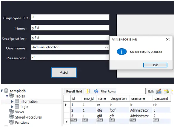 Insert or Save Data into MySQL Database using C# - Output