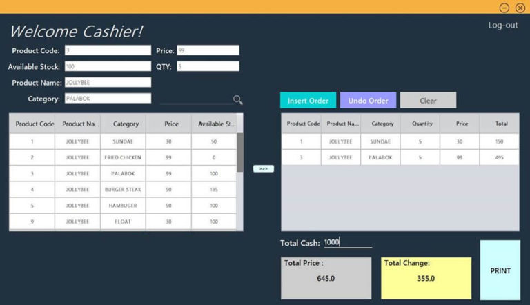 Java Swing Framework Point of Sale for Fast Food