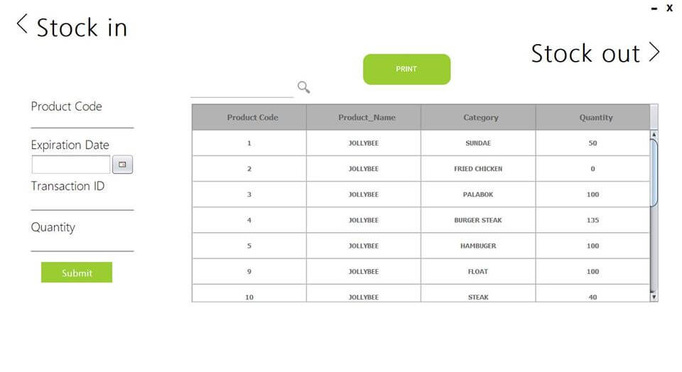 Java Swing Framework Point of Sale for Fast Food - Stock In Module