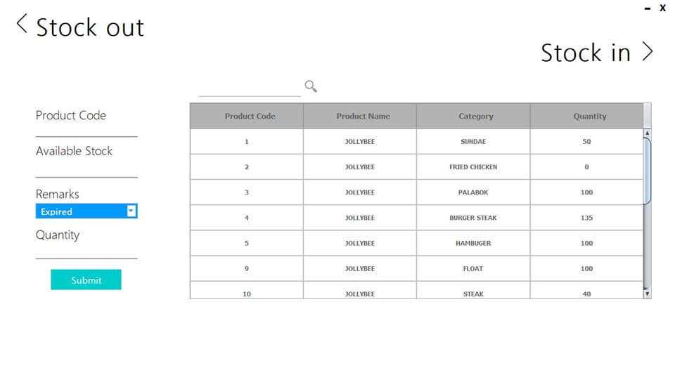 Java Swing Framework Point of Sale for Fast Food - Stock Out Module