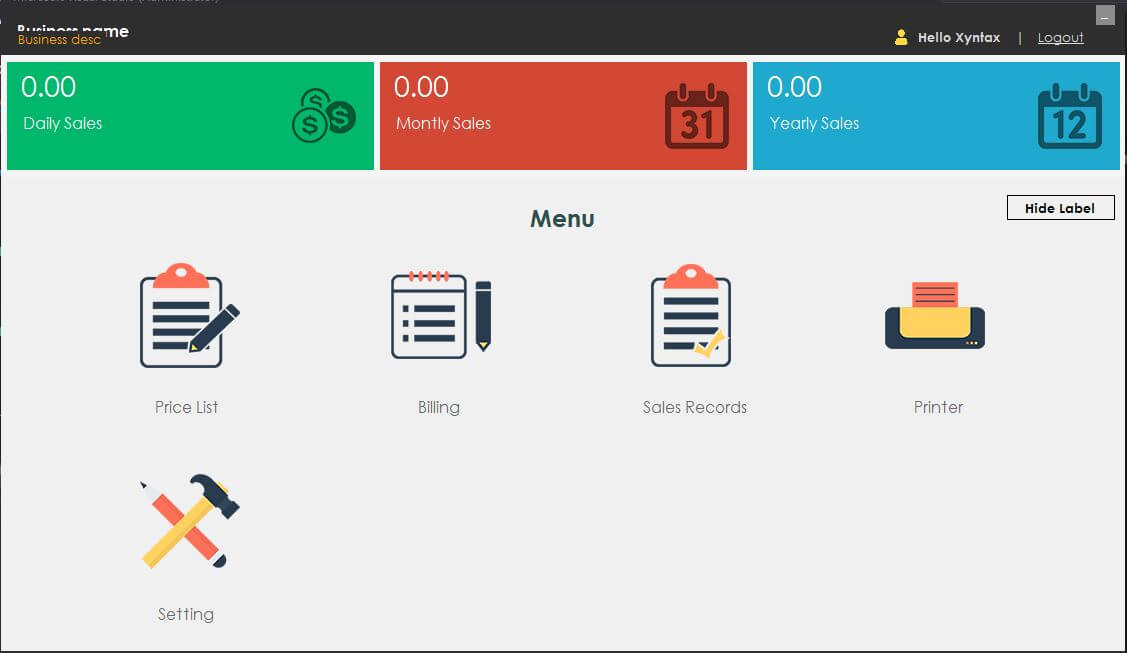 Nail and Spa Billing System VB.net and SQL Server - Dashboard