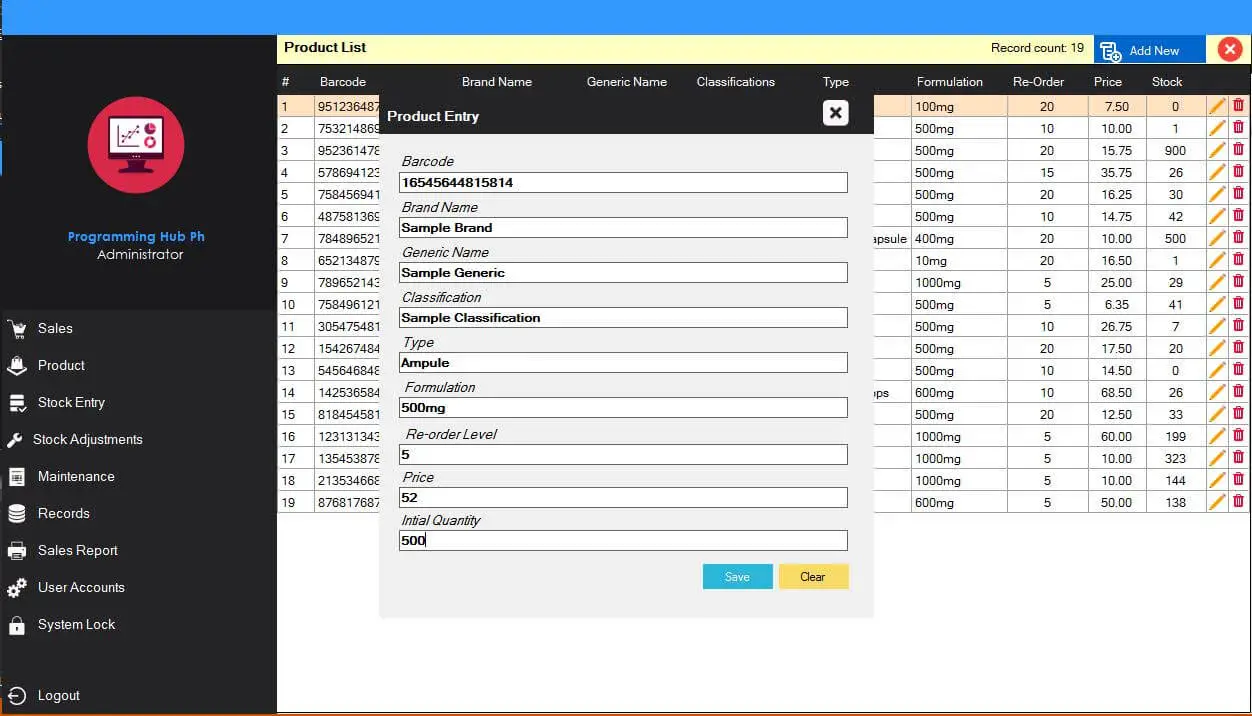 Point of Sale System for Pharmacy - Product Management Module