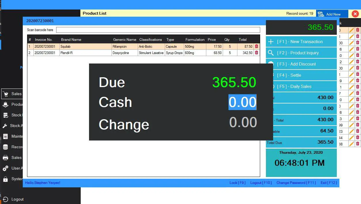 Point of Sale System for Pharmacy - Settle Payment