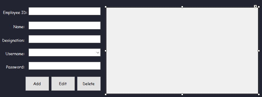 Select data in DataGridView Rows and Show in TextBox Using C# MySQL Database - Form Design