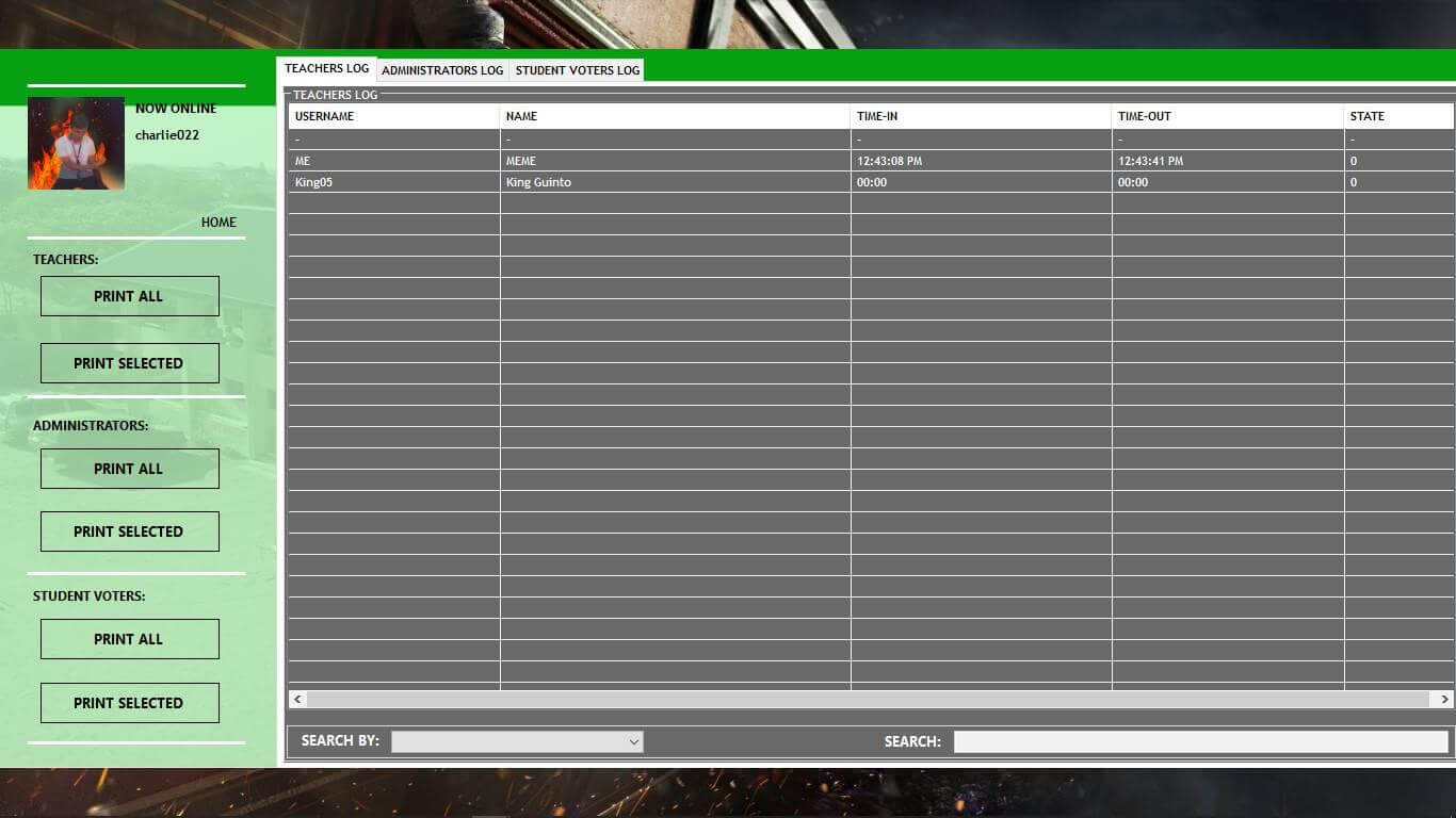 Senior High School Voting System in VB.Net - Log Information