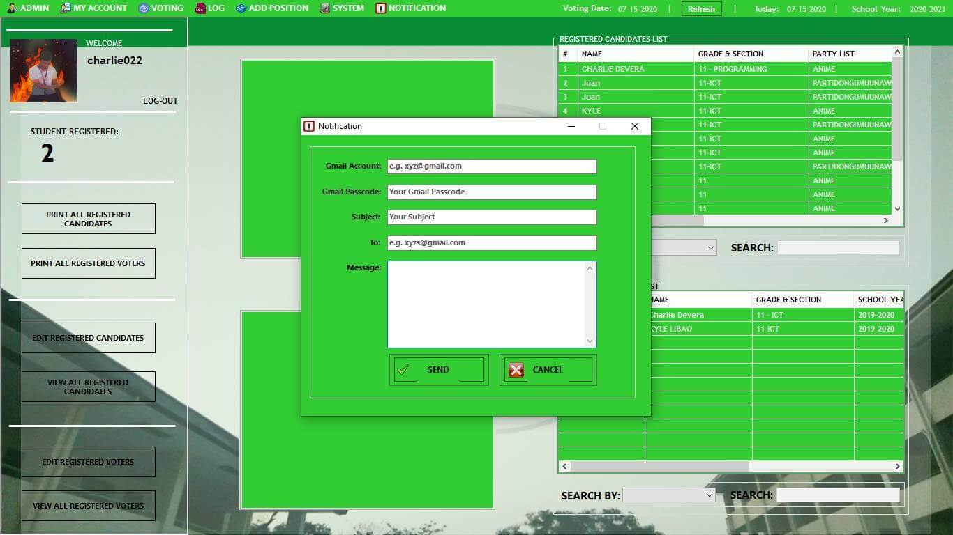 Senior High School Voting System in VB.Net - Notification