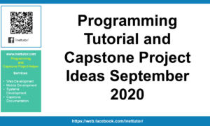 Programming Tutorial and Capstone Project Ideas September 2020