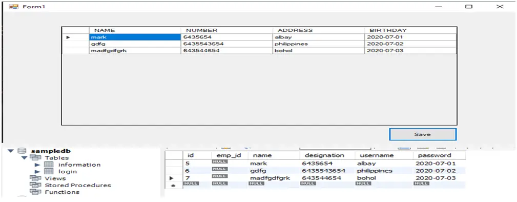 Save DataGridView Rows into Database - Output