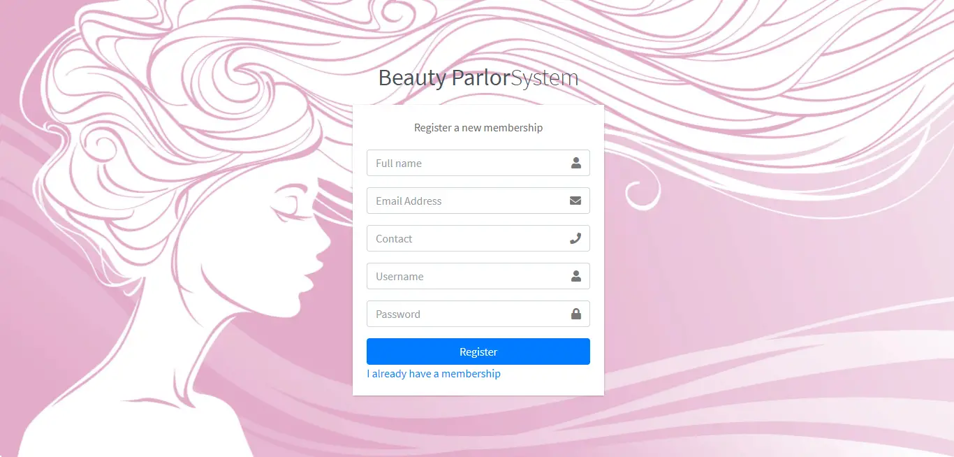 Beauty Parlour Management System - Customer Registration Form