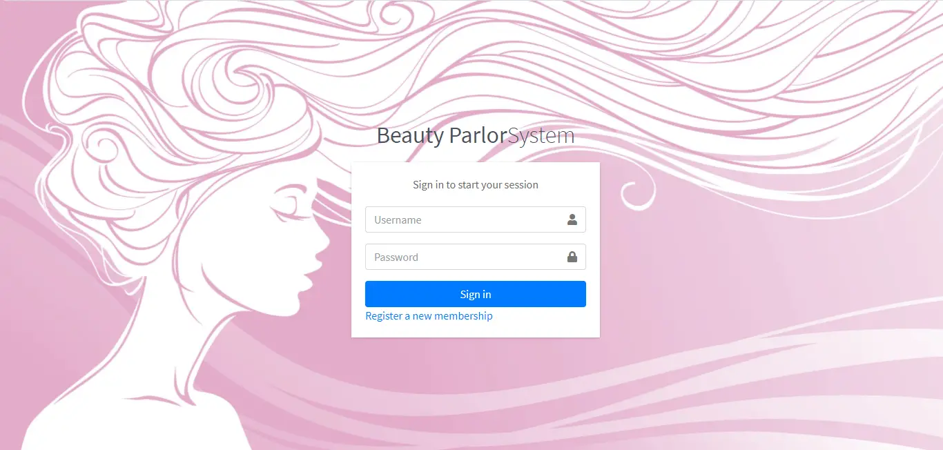 Beauty Parlour Management System - Login Form