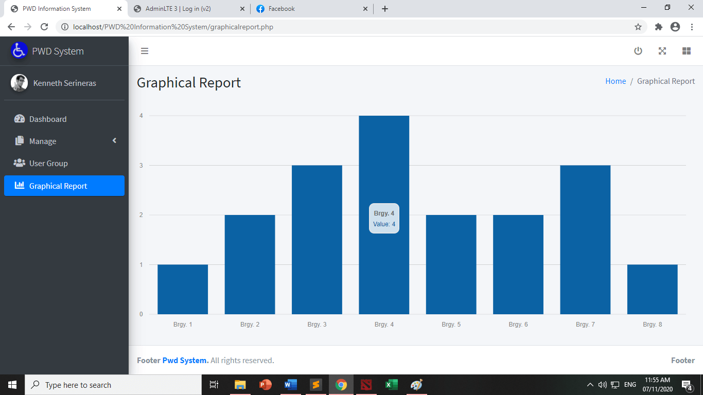 Person with Disability Information System Free Template in PHP and Bootstrap - Graphical Report