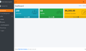 Bike Rental System Free Template in Bootstrap - Admin Dashboard