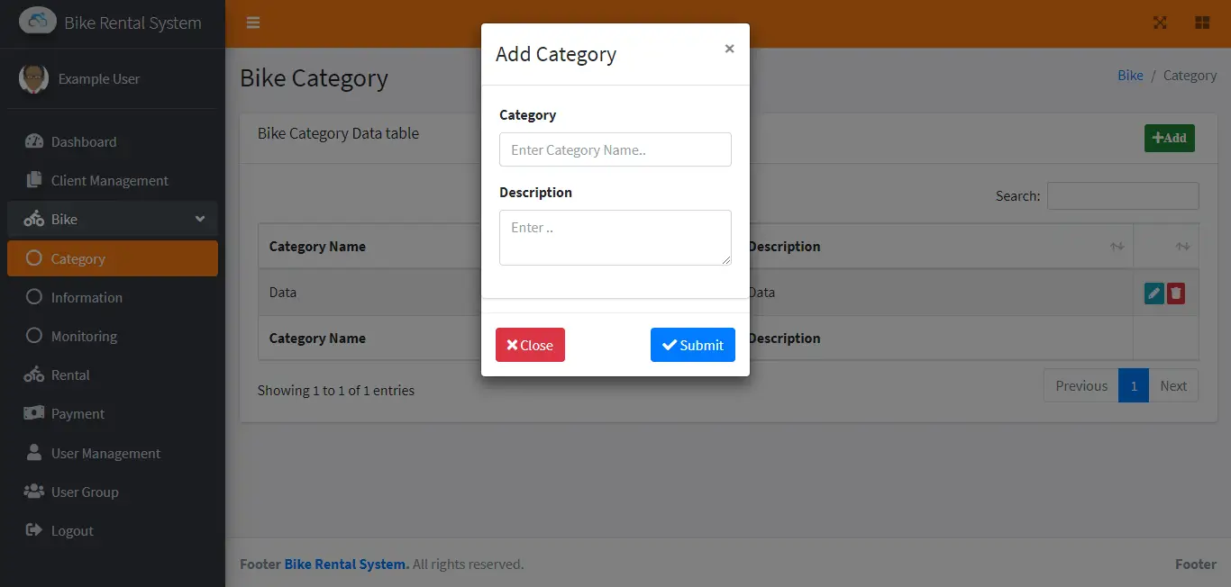 Bike Rental System Free Template in Bootstrap - Bike Category Encoding