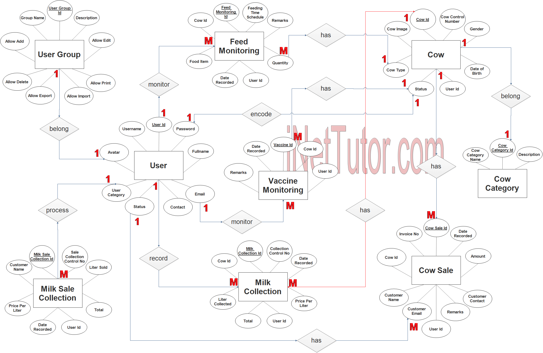 Dairy Farm Management System ER Diagram - Step 3 Complete ERD