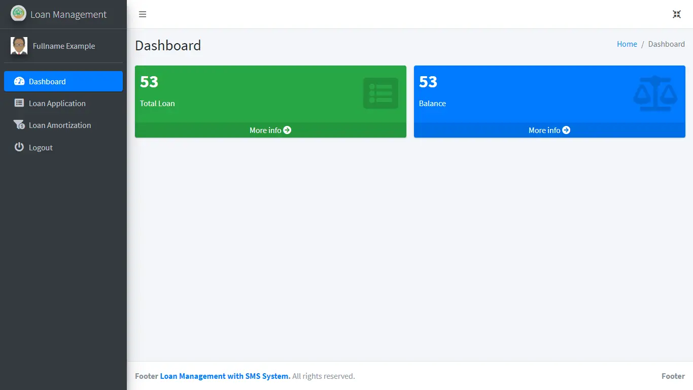 Loan Management System with SMS Free Bootstrap Template - Member Dashboard