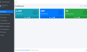 Lost and Found System Free Download Bootstrap Template - Admin Dashboard