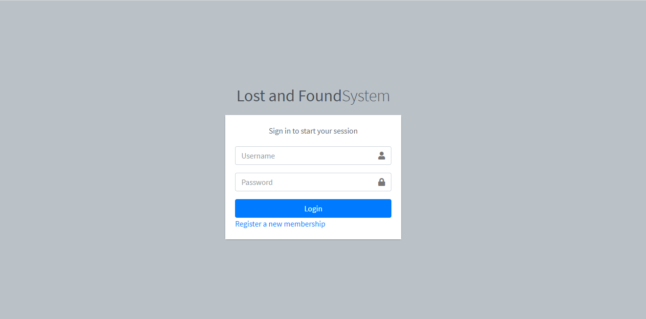 Lost and Found System Free Download Bootstrap Template - Login Form