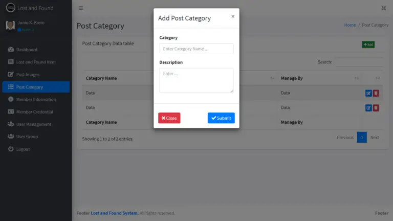 Lost and Found System Free Download Bootstrap Template