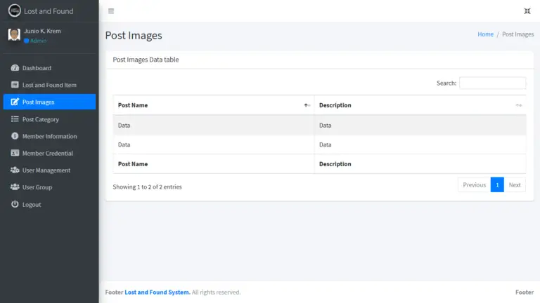 Lost and Found System Free Download Bootstrap Template