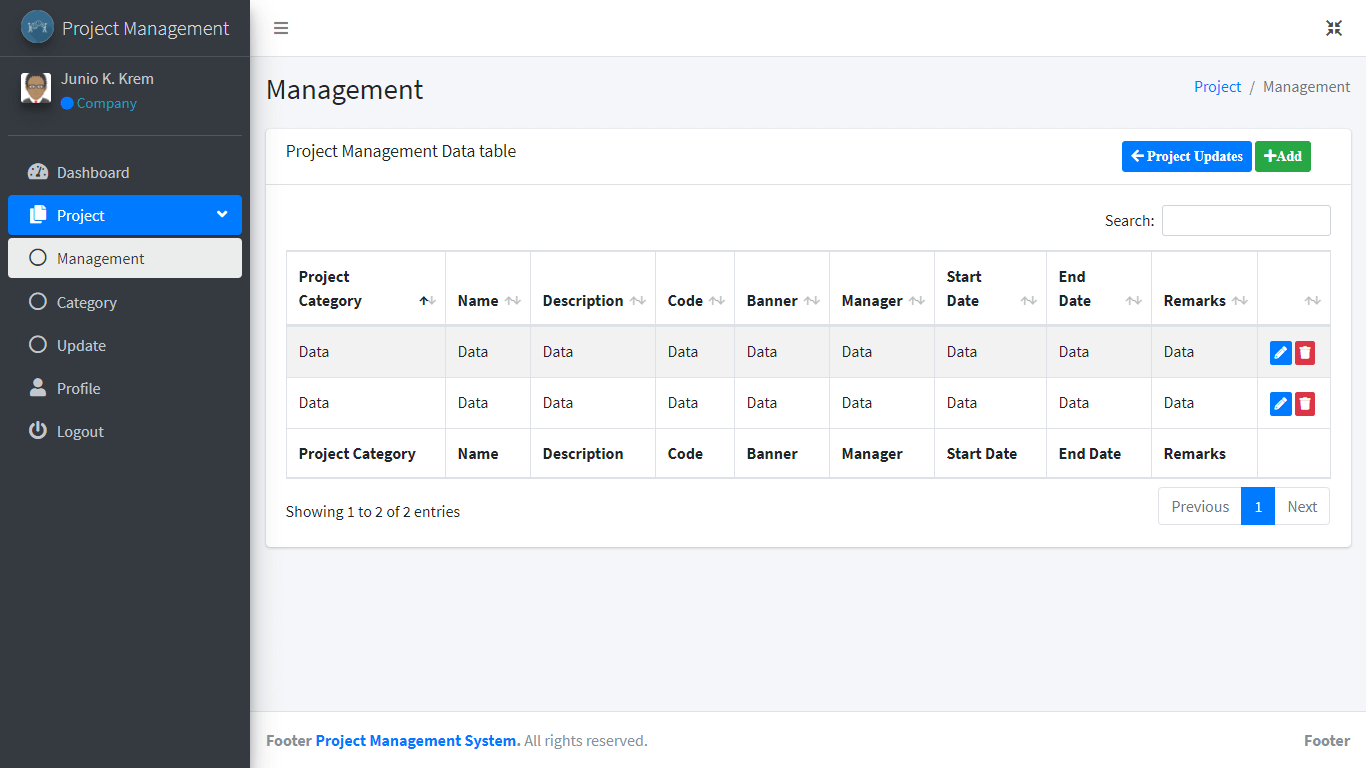 Project Management System Company Project Management