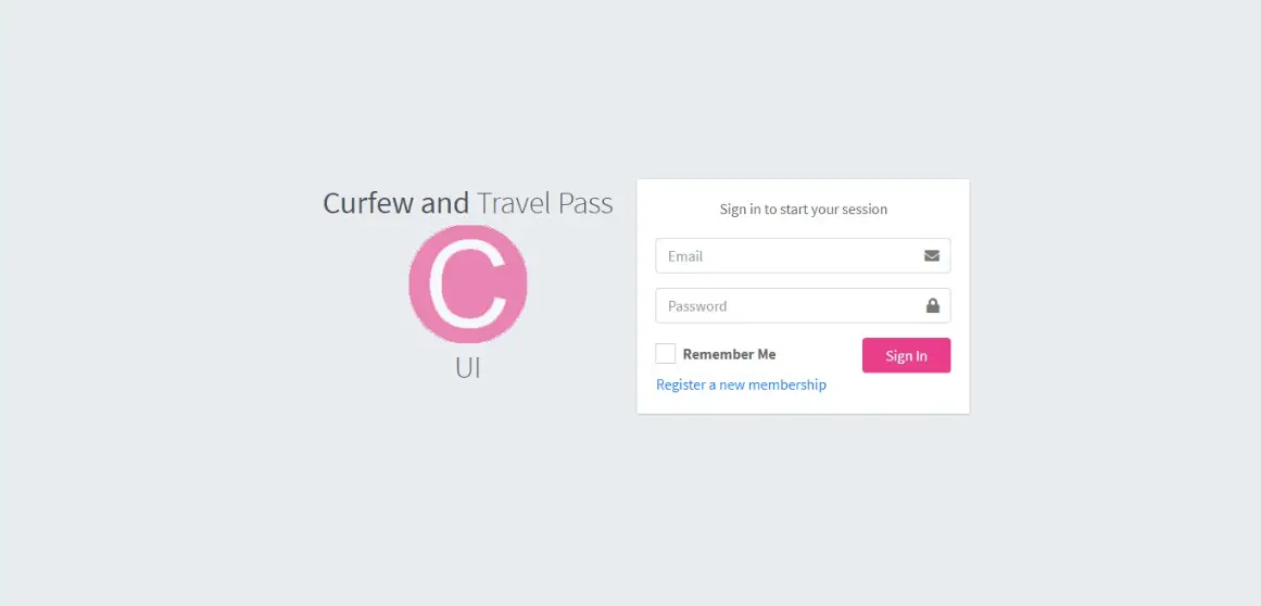 Curfew and Travel Pass Information System - Login Form