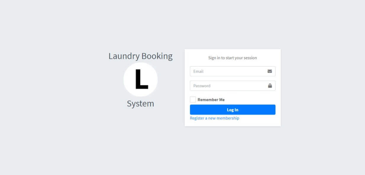 Laundry Booking System Free Download Bootstrap Template - Login Form