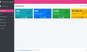 Pet shop Management System Free Download Bootstrap Template - Dashboard