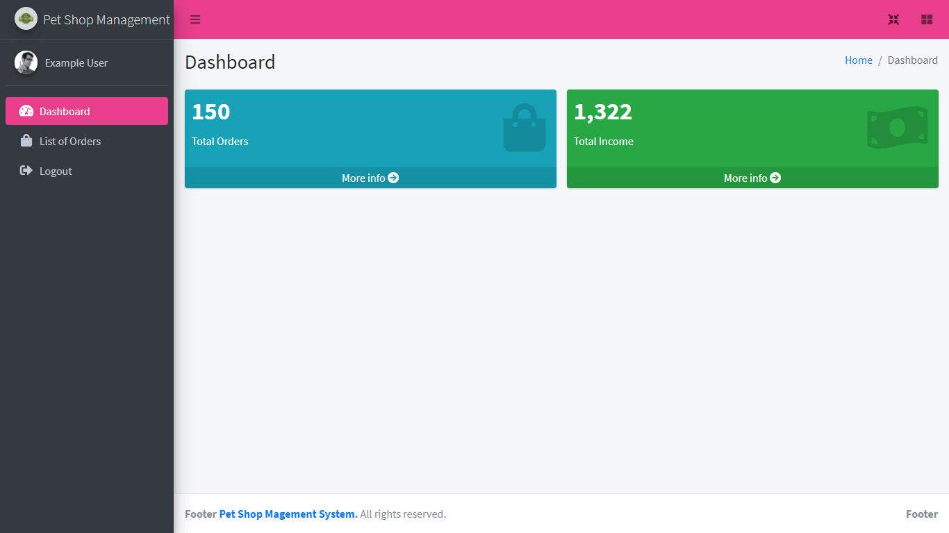 Pet shop Management System Free Download Bootstrap Template - Vendor Dashboard