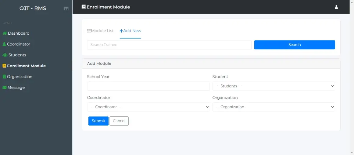 OJT Records Monitoring System Free Template - OJT Enrollment Information