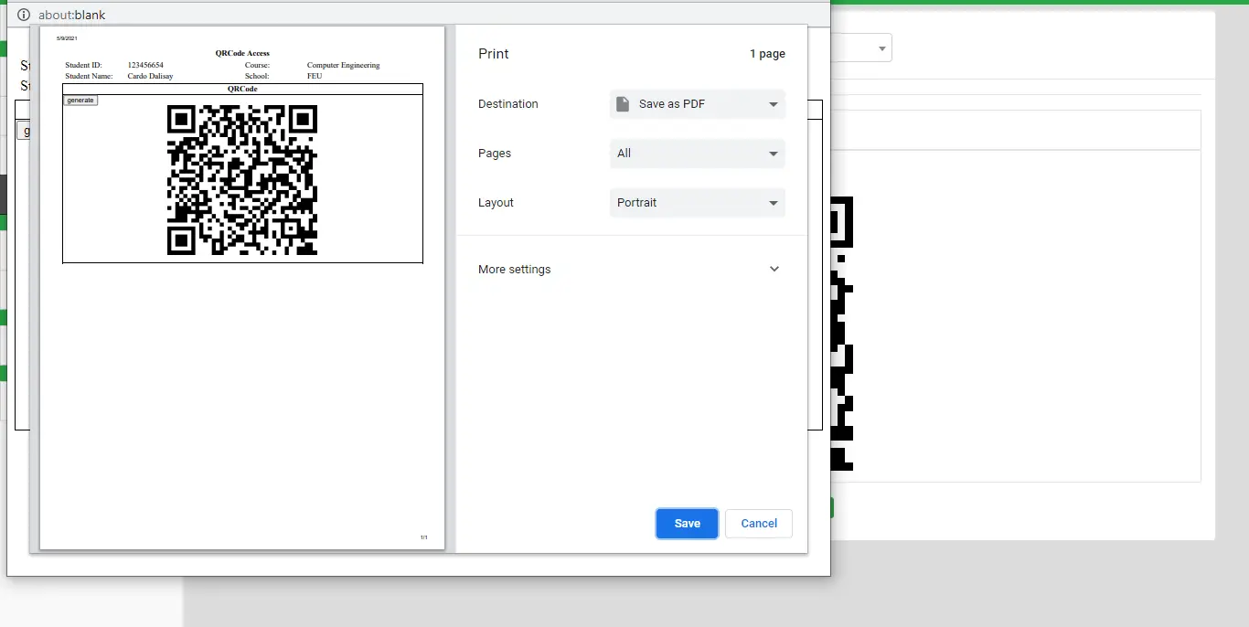 OJT Timesheet Monitoring System using QR Code - Printing or QR Code