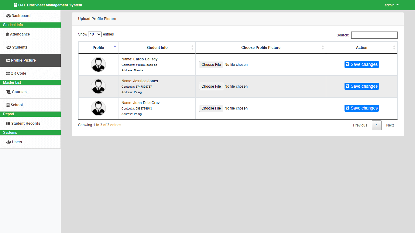 OJT Timesheet Monitoring System using QR Code - Upload Profile Picture