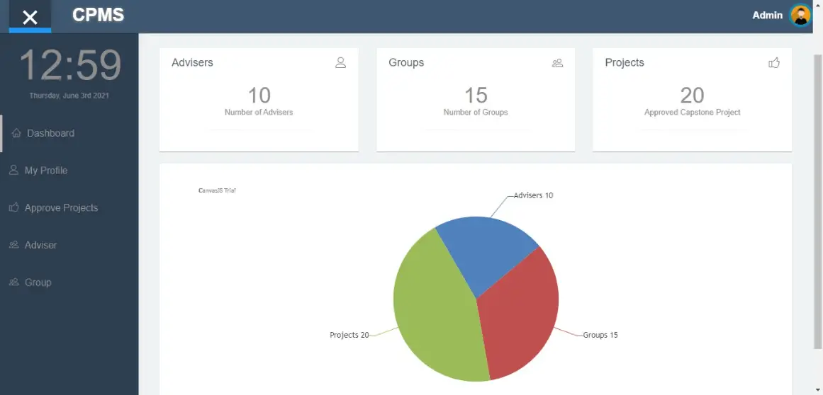 Capstone Project Monitoring System Free Download Template - Admin Dashboard