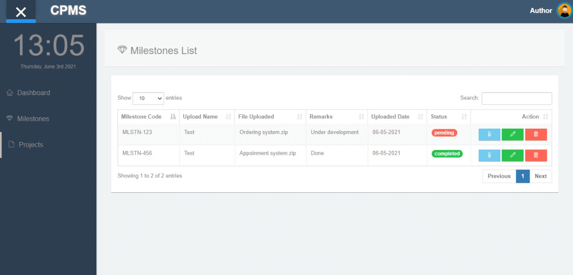 Capstone Project Monitoring System Free Download Template - Milestone Updates