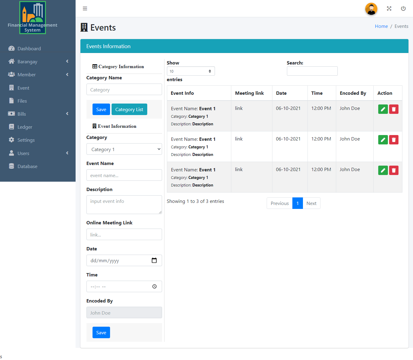 Financial Management with SMS Free Download Template - Event Management