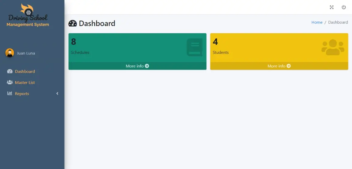 Free Driving School Management System Template - Instructor Dashboard