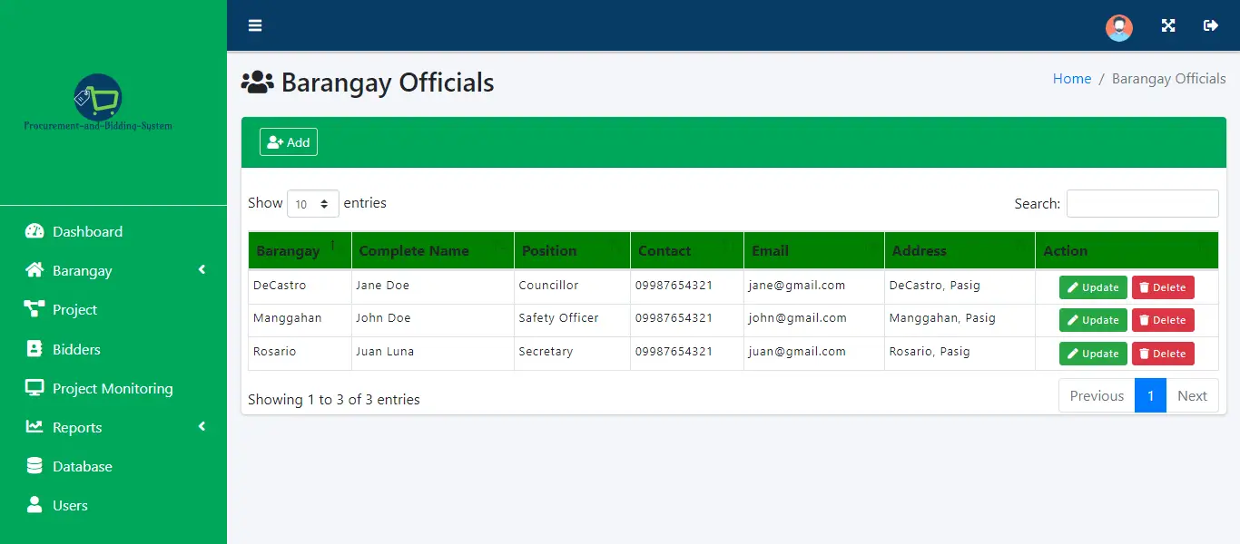 Procurement and Bidding System Free Template - Barangay Officials