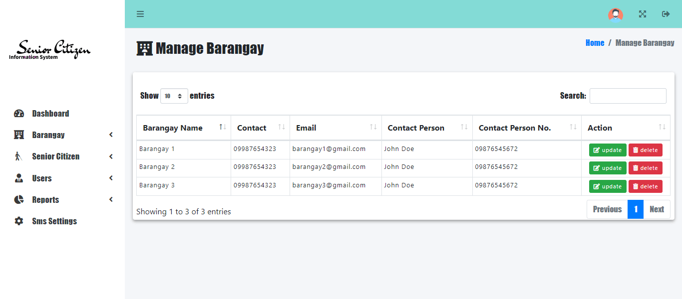 Senior Citizen Information System Free Template - List of Barangay