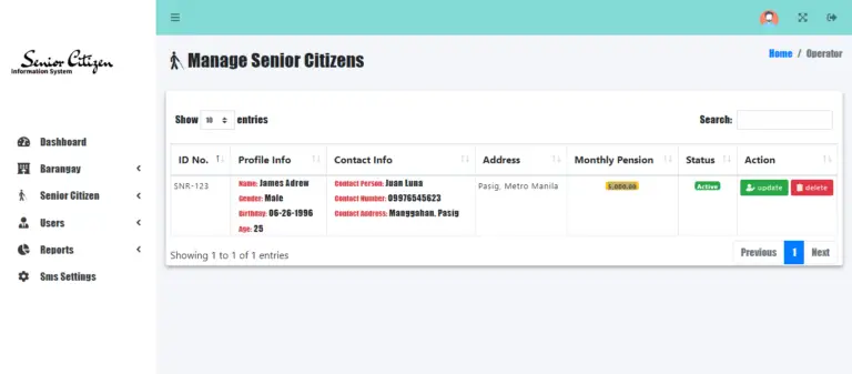 Senior Citizen Information System - Free 2025