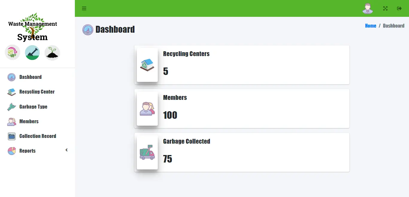 Waste Management with Reward System - Dashboard