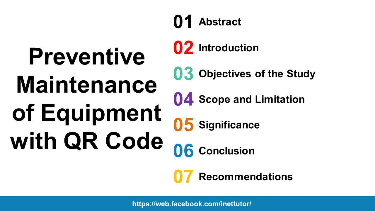 Preventive Maintenance of Equipment with QR Code