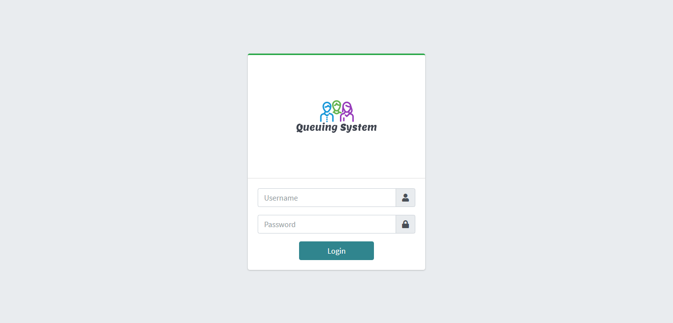 Queuing System Free Template - Login Form